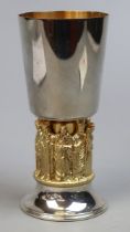 Aurum boxed Winchester Cathedral silver and gold plate goblet - Approx height 16.5cm Weight: 405g