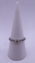 9ct white gold diamond solitaire ring - Size O