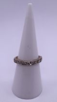 18ct white gold 1/2 hoop diamond ring - Size L½