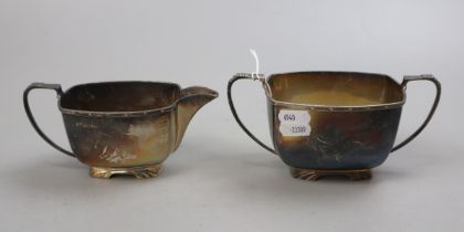 Hallmarked silver sauce boat and sugar bowl- Approx gross weight 390g