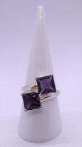 Silver amethyst ring - Size P