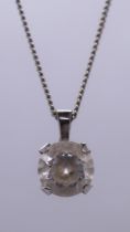 9ct white gold stone set necklace