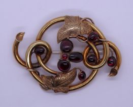 9ct gold stone set brooch - A/F - Approx gross weight 16g