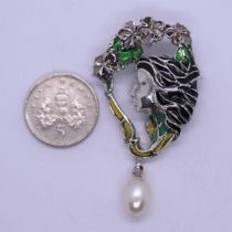 Silver & enamel brooch