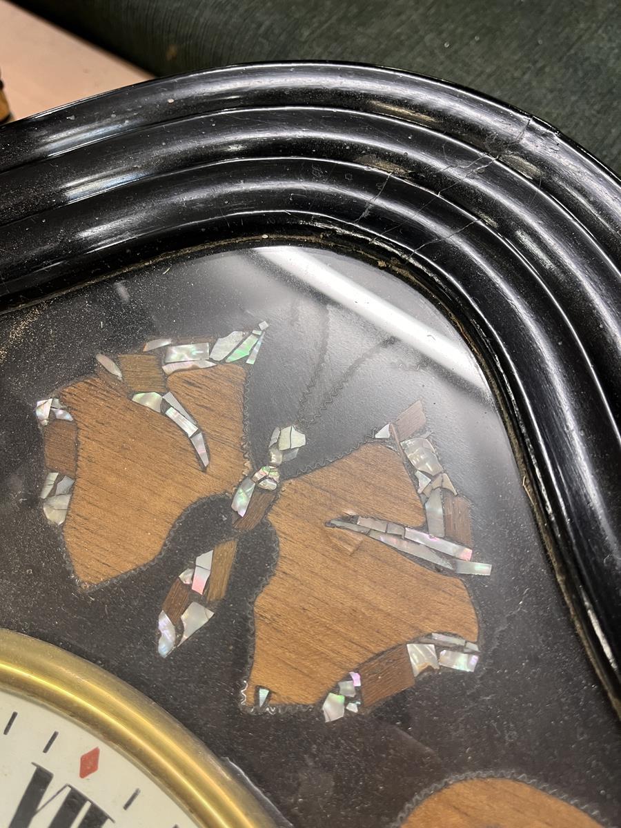 Antique wall clock inlaid with mother-of-pearl - Image 3 of 3