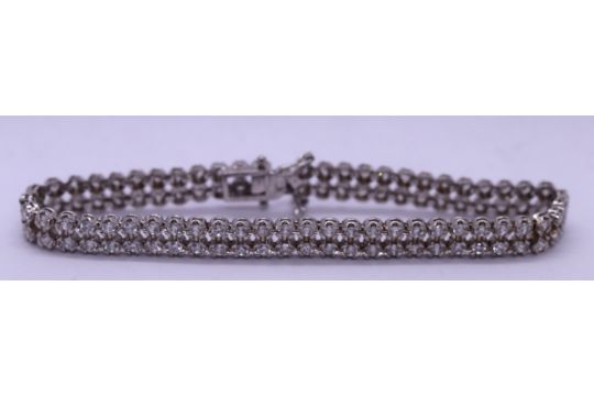 Silver stone set bracelet - Image 1 of 2