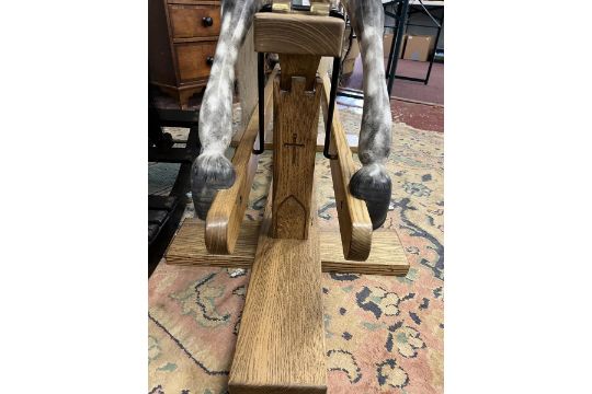 Fine quality rocking horse with leather saddle and real horse hair in excellent condition - Image 7 of 8