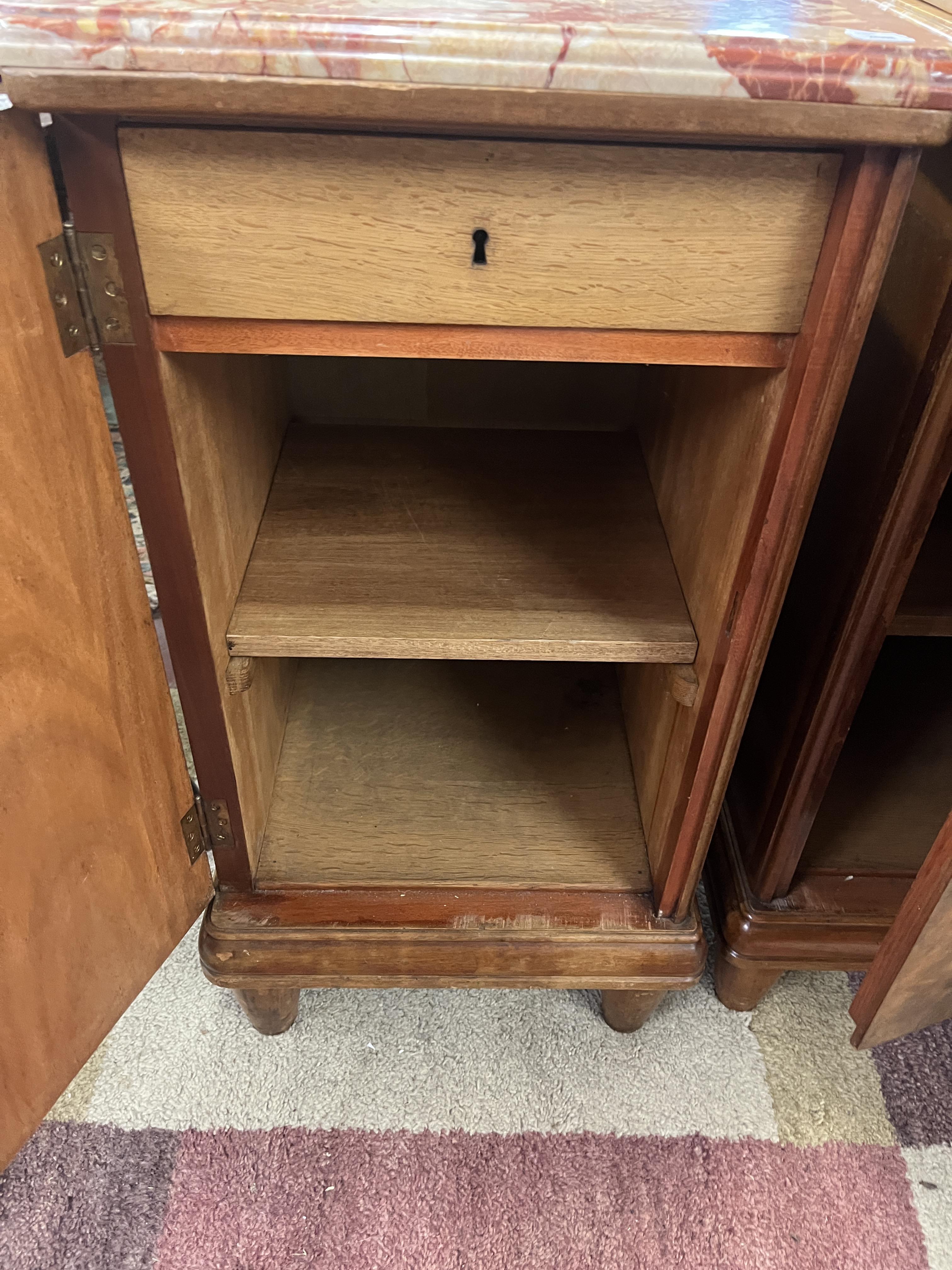 Pair of marble topped bedside cabinets - Approx W: 40cm D: 40cm H: 75cm - Image 5 of 5