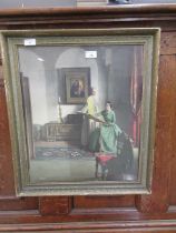 A framed and glazed print of 18th century interior scene