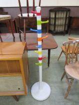 A mid-20th century style multi-coloured coat/hat stand