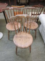 Three stained wood Ibex kitchen chairs