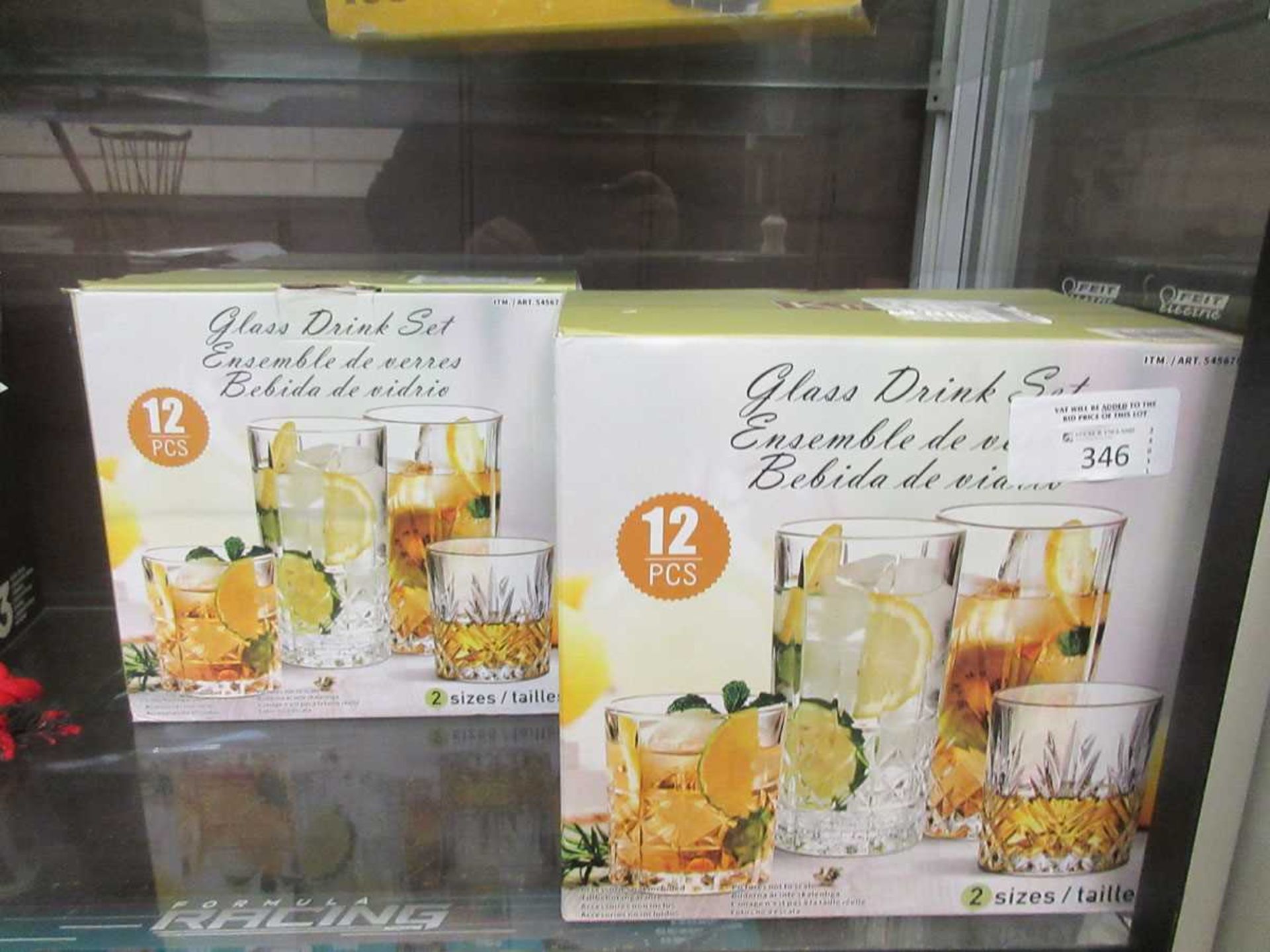 +VAT Two boxed sets of Crystal King drinking glasses