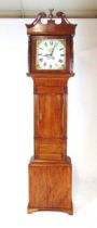 A late 18th century oak and mahogany crossbanded longcase clock, the painted square dial with date