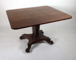 A William IV mahogany supper table, the drop leaves with rounded corners, with a single drawer to