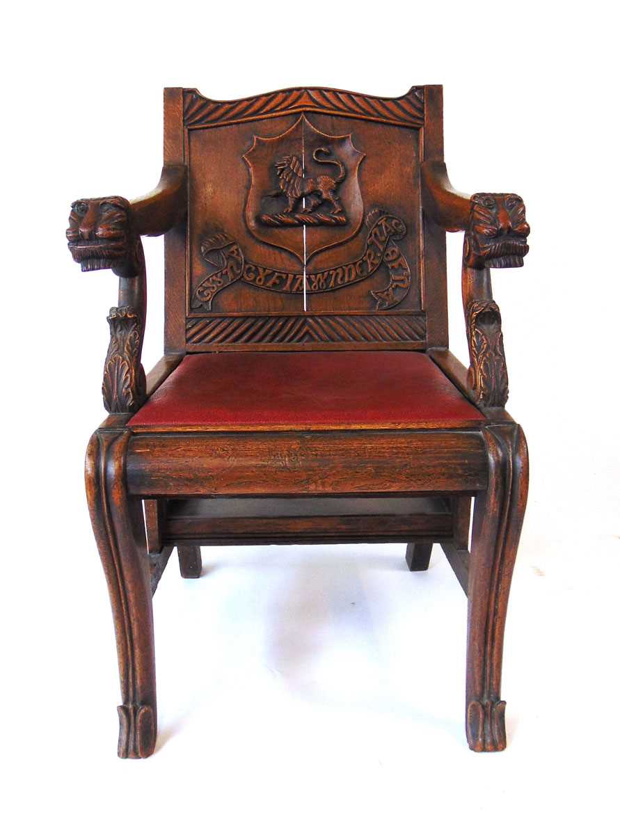 A late 19th century oak metamorphic library chair, converting to four trapezoidal steps, the - Image 2 of 13