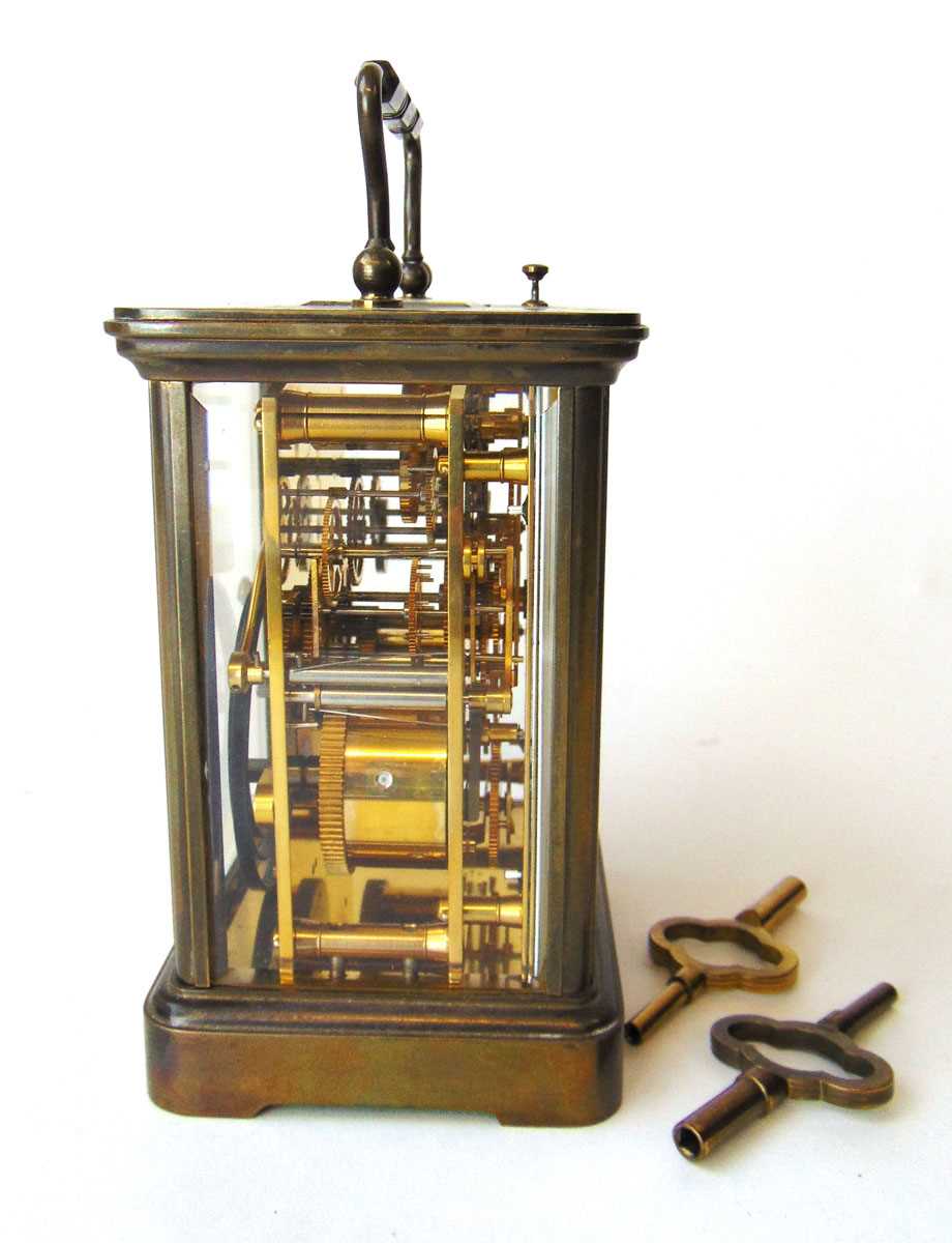 A brass carriage clock, the dial inscribed for Matthew Norman, London, with subsidiary alarm dial, - Image 2 of 3