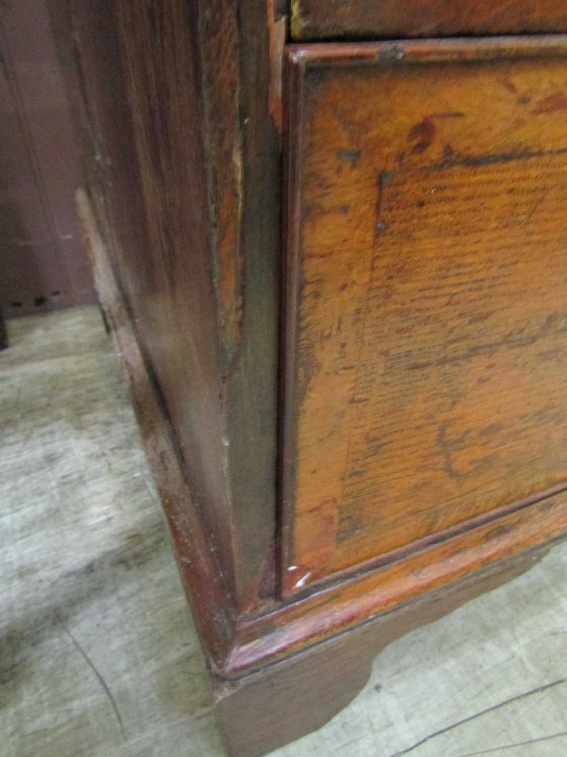 A mid 18th century oak chest of drawers, with crossbanded decoration and later bone escutcheons, - Image 11 of 13