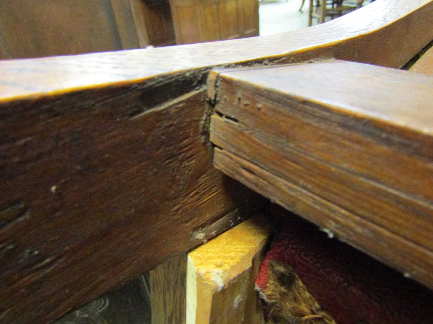 A late 19th century oak metamorphic library chair, converting to four trapezoidal steps, the - Image 11 of 13