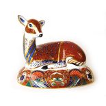 A Royal Crown Derby Imari paperweight modelled as a Roe deer, designed exclusively for the