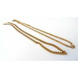 Two 9ct gold curb link chains. Approx. weight 43.1g