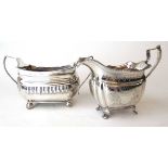 A George III Irish silver sugar bowl together with a George III Irish silver cream jug. Various