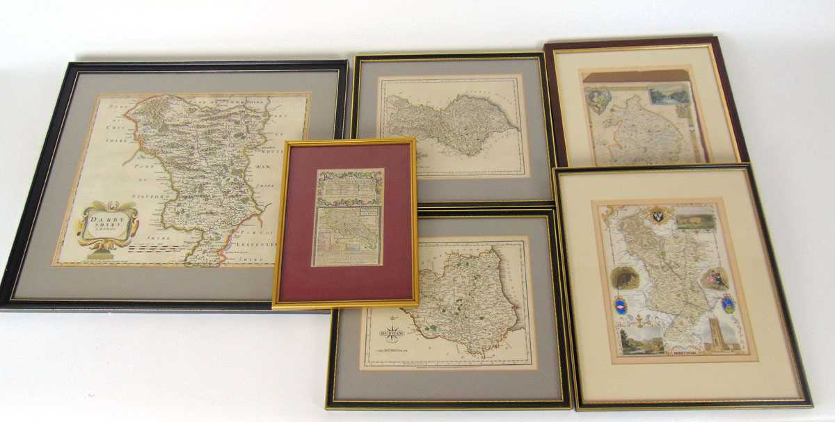 A collection of framed 18th century and later hand coloured cartography, Emanuel Bowen, The Road