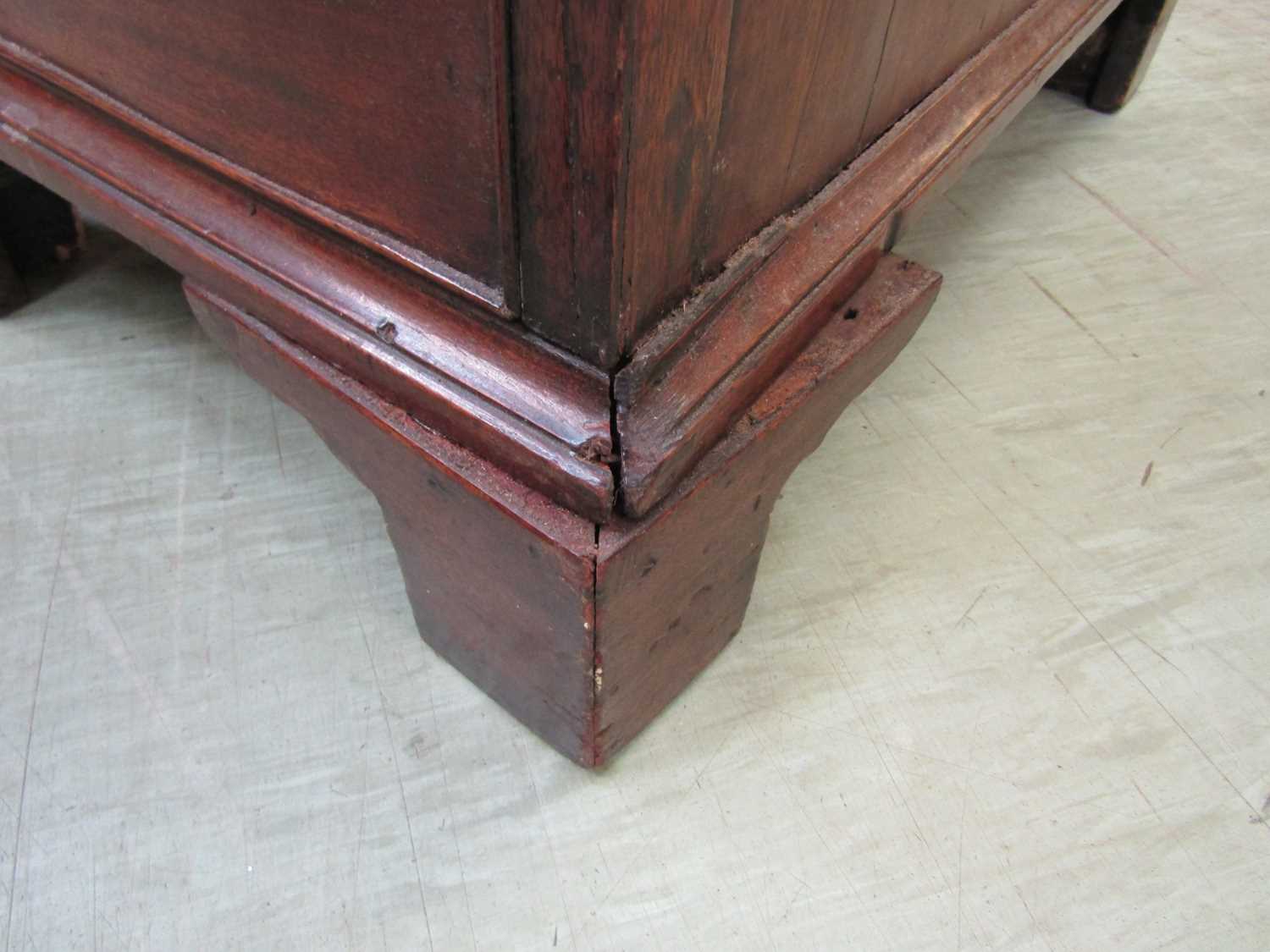 A George III mahogany desk, the top with applied moulded edge, above a long drawer fitted with a - Image 12 of 17