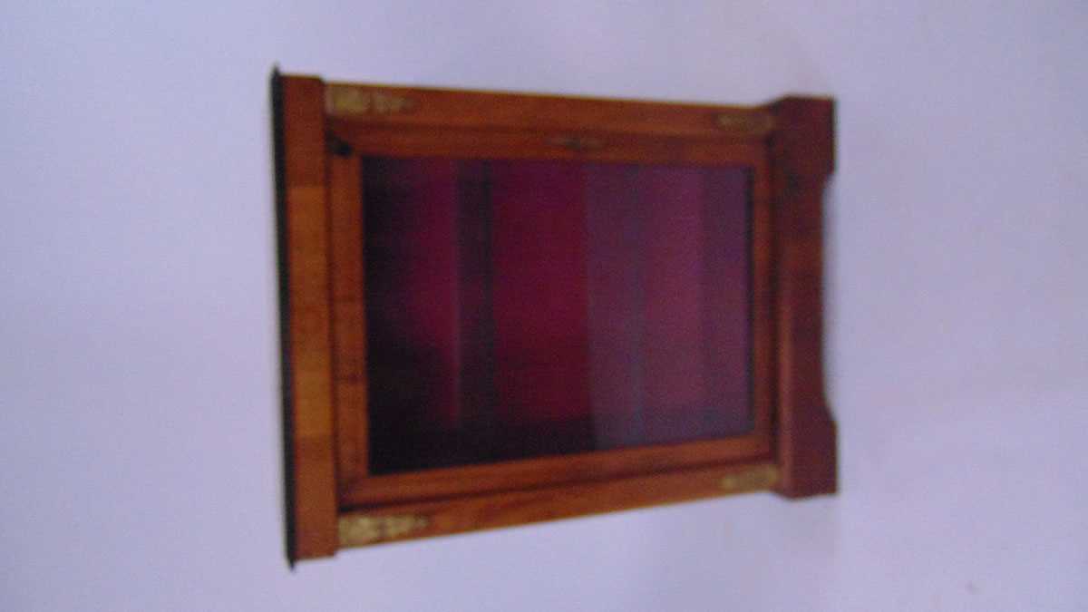 A Victorian walnut veneered vitrine, with bellflower and strung decoration, with applied gilt - Image 2 of 4