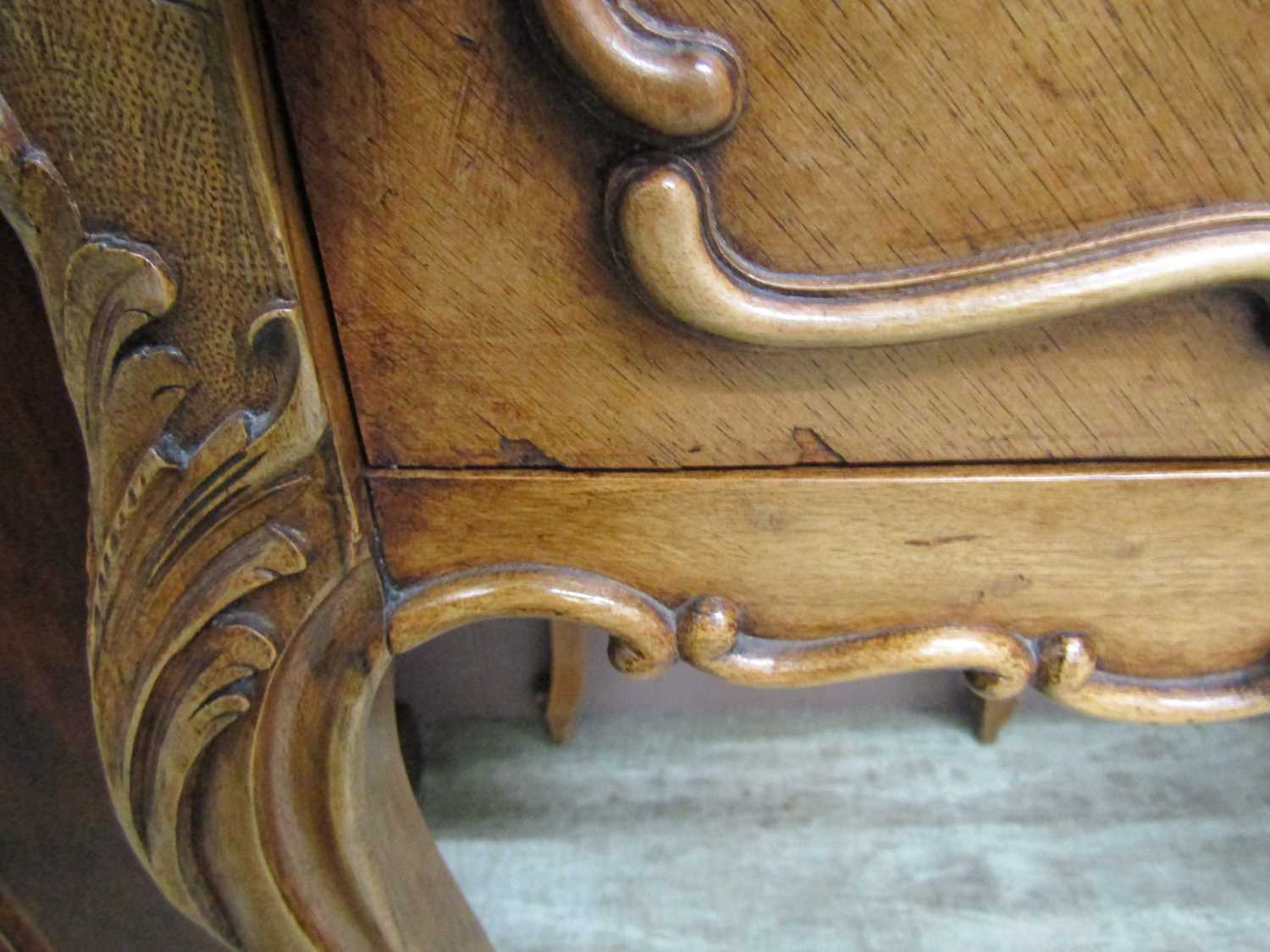 An early 20th century French oak and chestnut pot cupboard, with inset rouge marble top, above a - Image 8 of 8