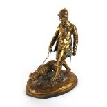 After Pierre - Jules Mene (French, 1810 - 1878),a cast polished bronze figure of a huntsman with