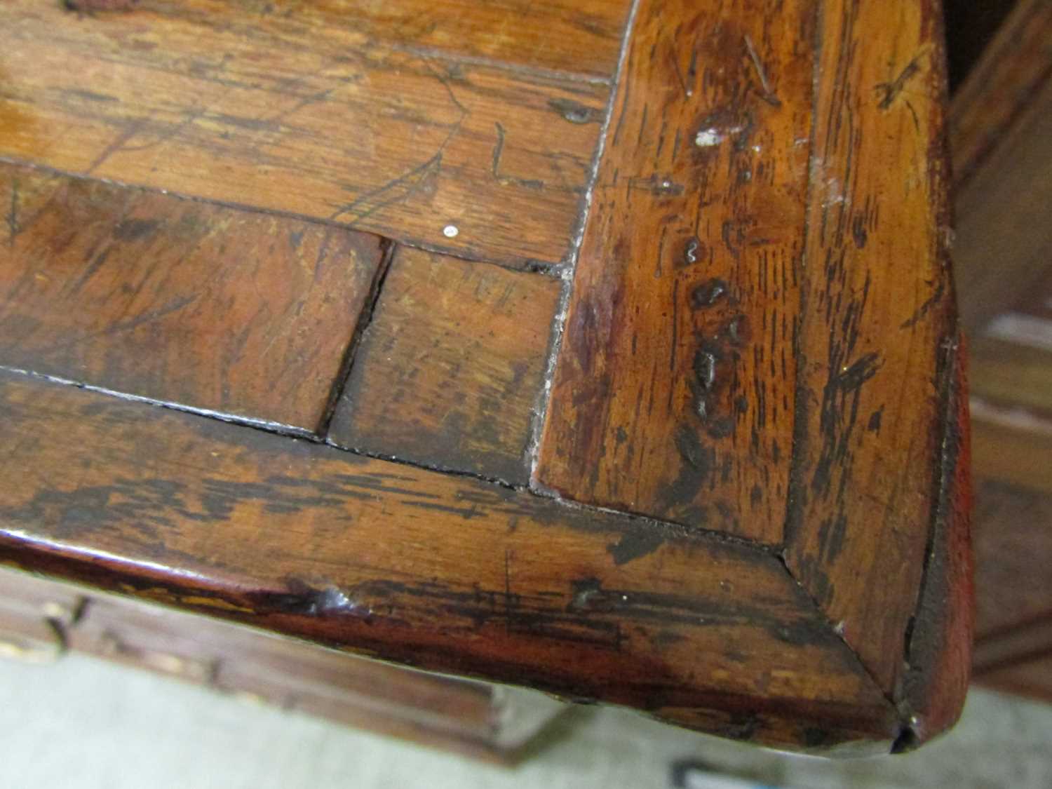 A mid 18th century oak chest of drawers, with crossbanded decoration and later bone escutcheons, - Image 12 of 13