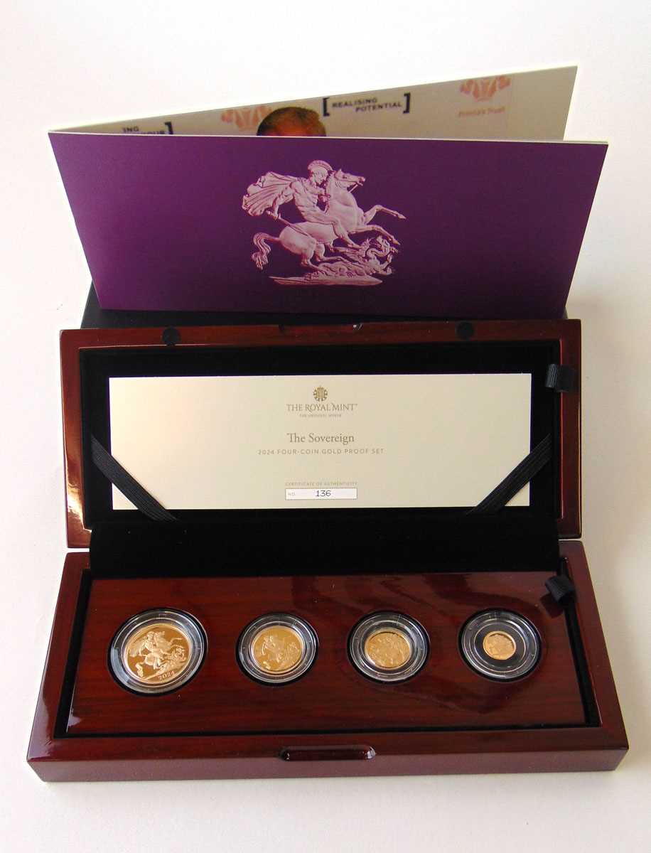 A 2024 Royal Mint The Sovereign Four-Coin Gold Proof Set. The set containing double, full, half - Image 2 of 2