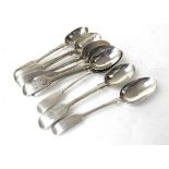 A set of six Victorian silver teaspoons, George Adams, London 1875, with initialled terminals; three