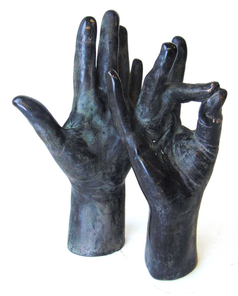 Alexei (Aleksey) Arkhipov (Russian, b.1955), a study of female hands, patinated bronze, struck to
