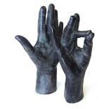 Alexei (Aleksey) Arkhipov (Russian, b.1955), a study of female hands, patinated bronze, struck to