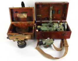 A Cooke V22 Mine surveyors theodolite by Vickers Instruments Ltd, in fitted wood box; a Cooke