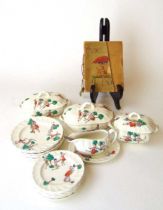 An early 20th century Bisto ware childs pottery six place dinner set, with colour printed 'Me &