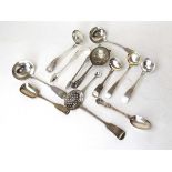 A collection of predominantly 19th century silver flatware, comprising of a pair and four sauce