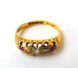 An early 20th century 18ct gold and ruby ring. Size K 1/2. Approx. weight 2.5g