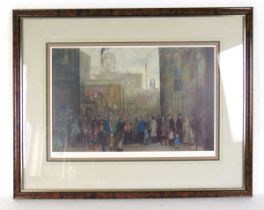 Laurence Stephen Lowry RBA RA (1887-1976); 'Outside the Mill', limited edition colour print,