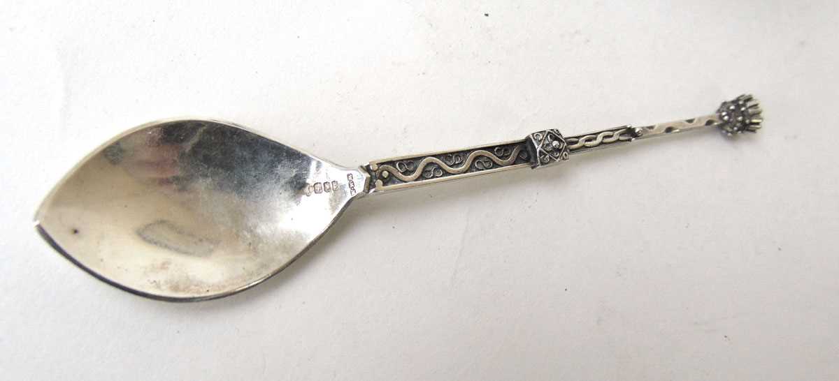 A Scottish silver arts and crafts teaspoon, William McGregor Michael, Glasgow 1958, with thistle - Image 4 of 4