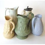 A group of 19th century salt glazed jugs, comprising Ridgway & Abington 'Nineveh' & 'Westminster'