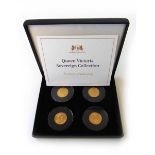 A Harrington & Byrne Queen Victoria Sovereign Collection containing four full sovereigns dated 1855,