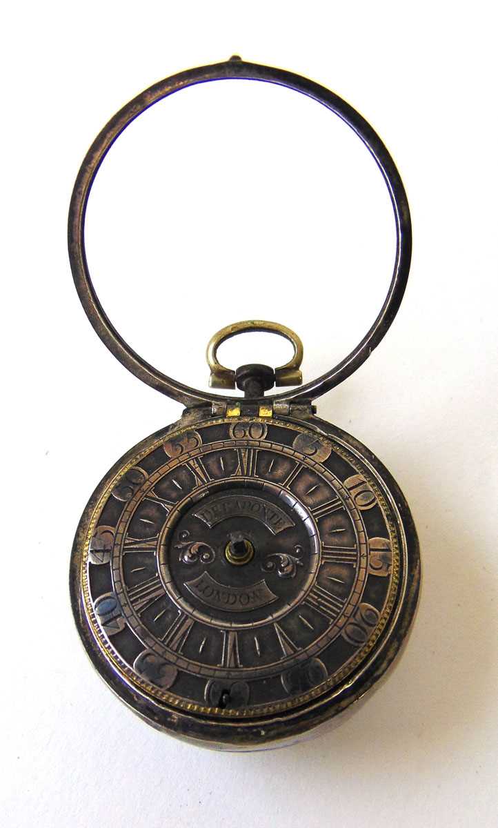 A George III white metal cased verge fusee pocket watch, the dial signed 'Delaponte London'. A/F