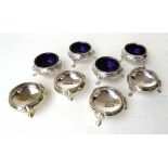 A set of four Victorian silver salts, Robert Harper, London 1873, with beaded rim, a vacant