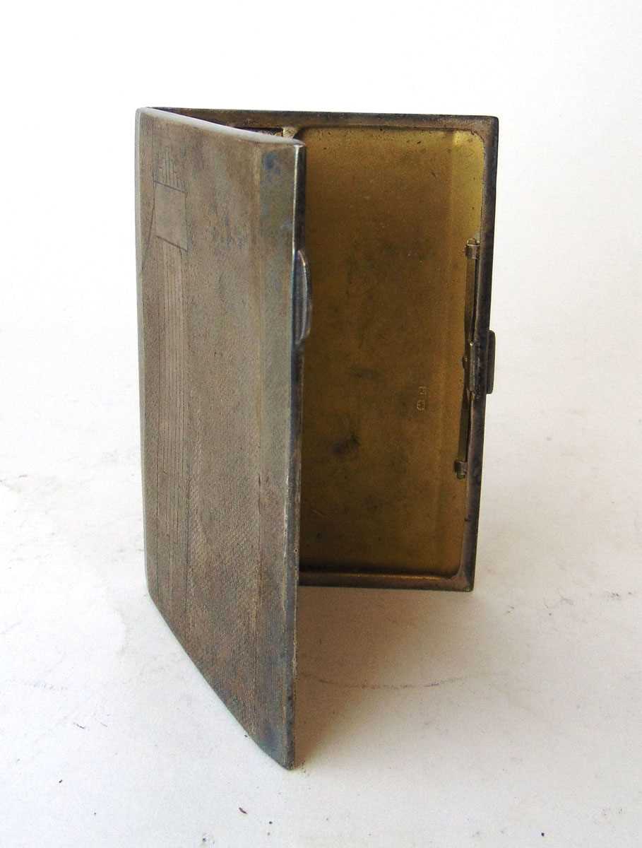 A silver cigarette case, Inman Manufacturing Co, Birmingham 1941, with engine turned decoration - Image 2 of 3