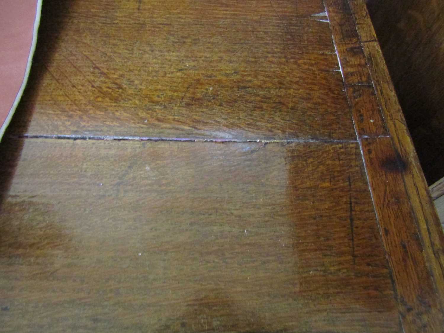 A mid 18th century oak chest of drawers, with crossbanded decoration and later bone escutcheons, - Image 6 of 13