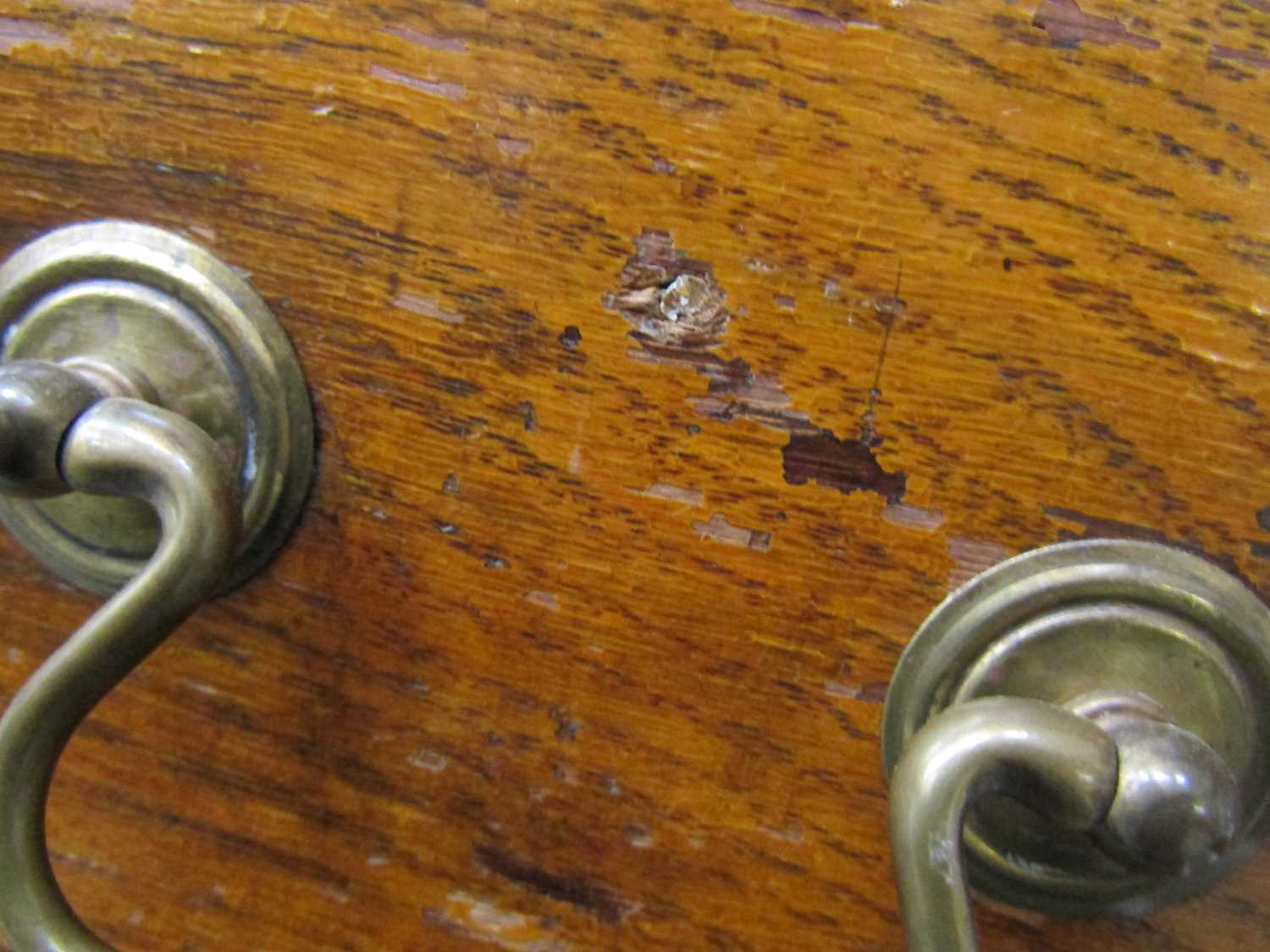 A mid 18th century oak chest of drawers, with crossbanded decoration and later bone escutcheons, - Image 8 of 13