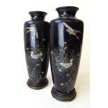 A pair of Japanese cloisonne vases, late Meiji/early Taisho, decorated with geese within