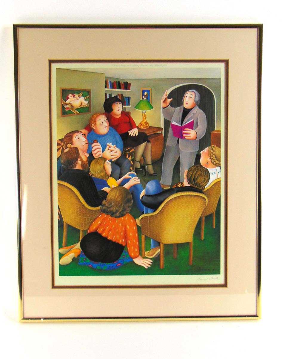 Beryl Cook (1926-2008), 'The Poetry Reading', colour print, signed in pencil in the margins, with - Image 2 of 3